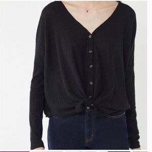 Sky and Sparrow Black V neck Button Down Sweater